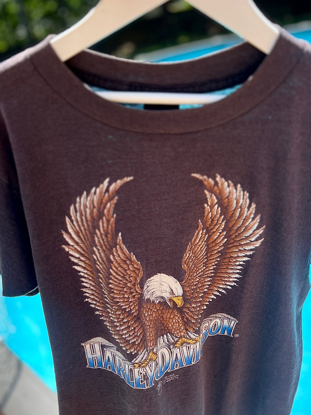 Vintage Harley Davidson Fort Worth Texas 1986 3D Emblem Eagle Tee